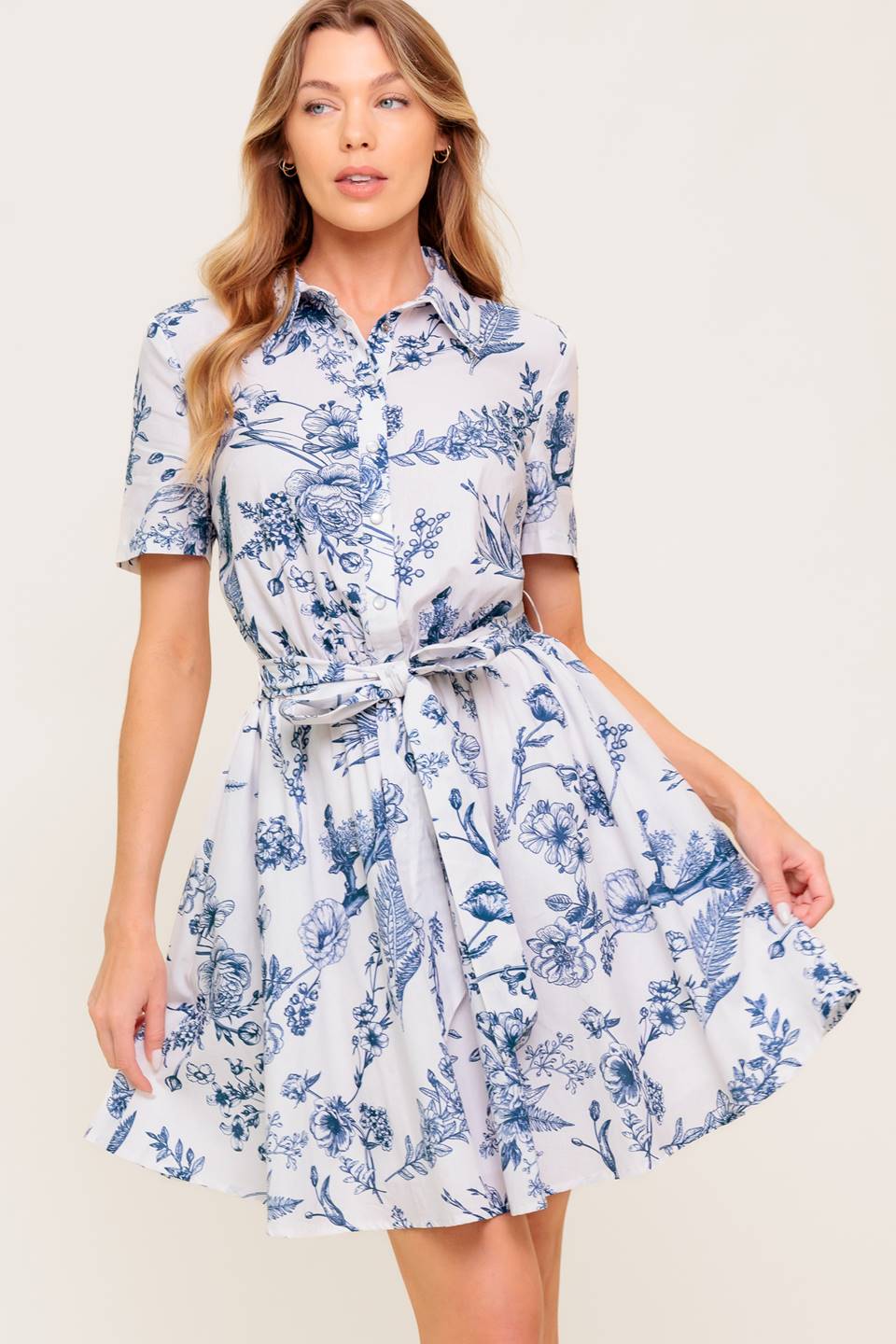WILDFLOWER ROMANCE WOVEN MINI SHIRT DRESS Flying Tomato
